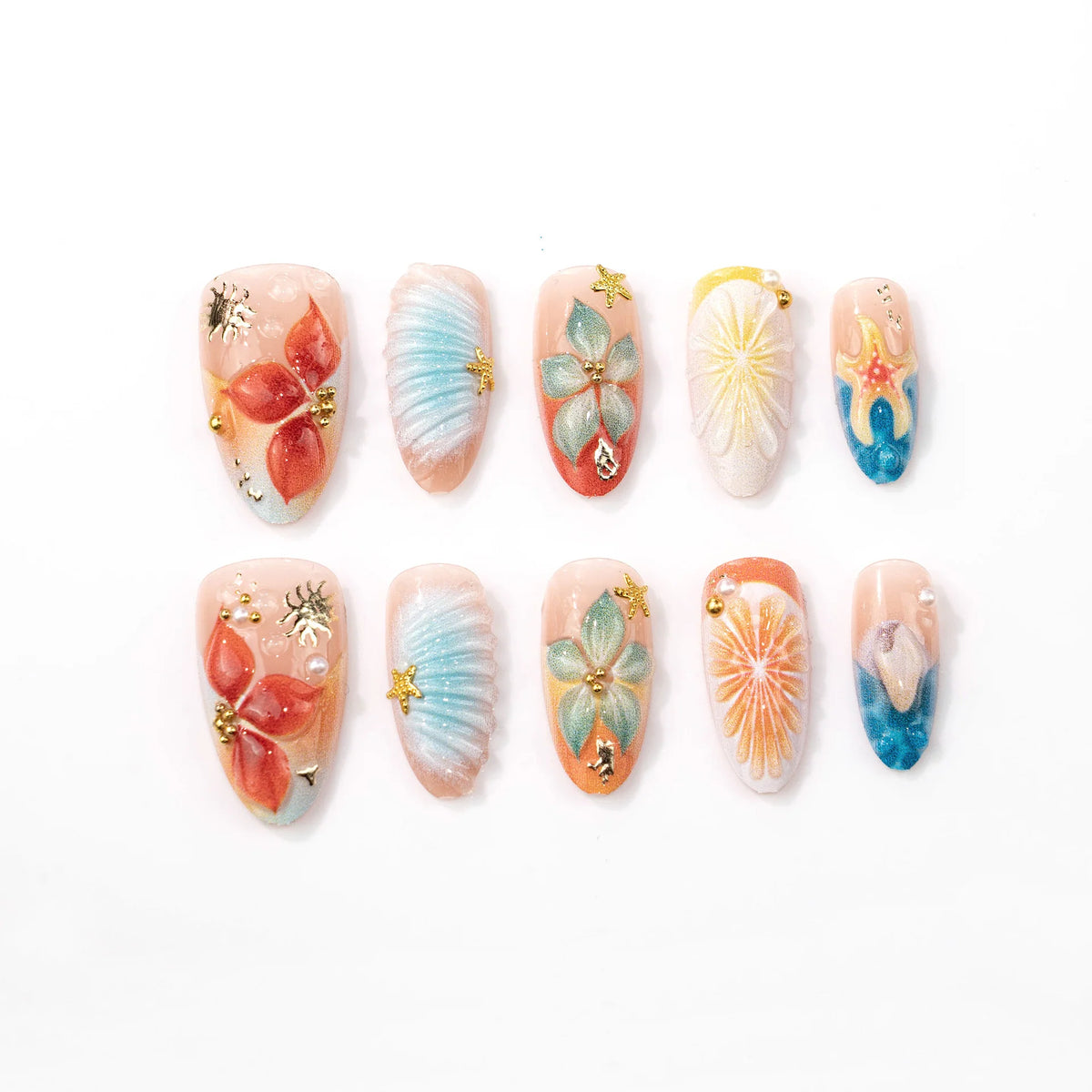Press-On Nail Set 3D Embellished Strong Adhesive