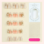 Press-On Nail Set 3D Embellishments & Gold Accents