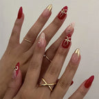 Press-On Nail Set 3D Embellishments Self-Adhesive Strips