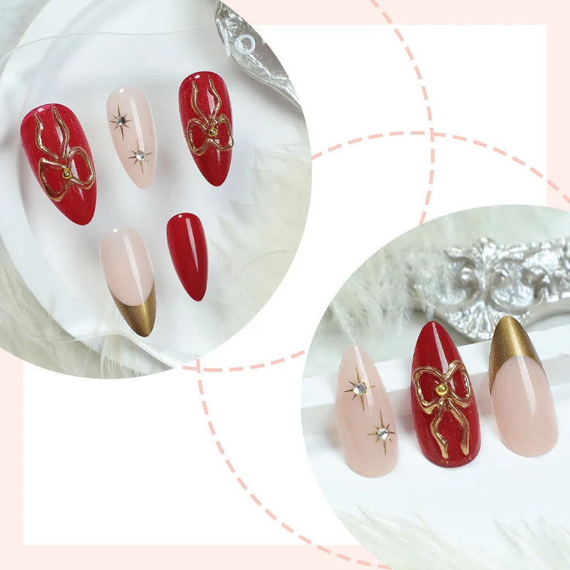 Press-On Nail Set 3D Embellishments Self-Adhesive Strips