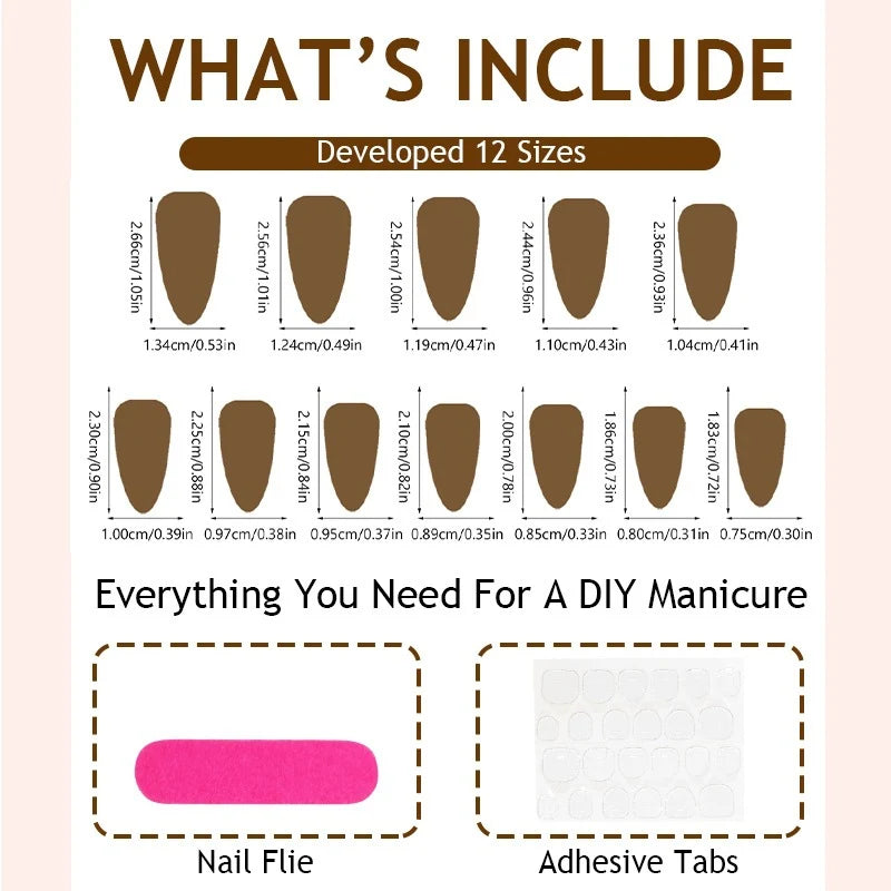 Press-On Nail Set 3D Embellishments Self-Adhesive Strips
