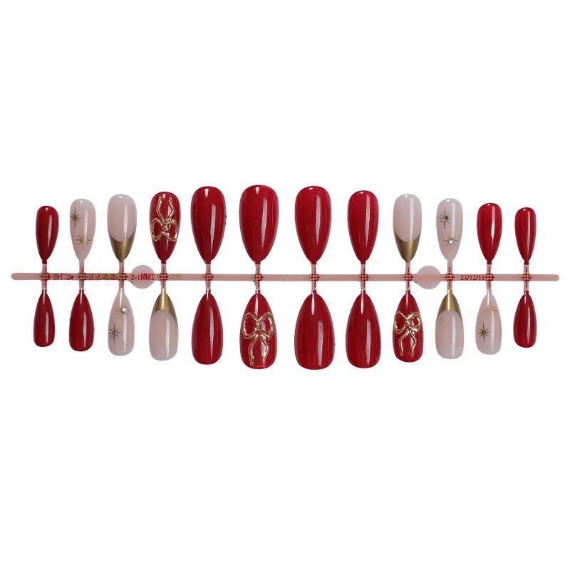 Press-On Nail Set 3D Embellishments Self-Adhesive Strips