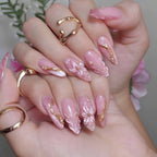 Press-On Nail Set 3D Floral Acrylic Ready To Wear