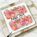 Press-On Nail Set 3D Floral Adhesive Backing Reusable