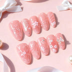 Press-On Nail Set 3D Floral Bows & Glue Included