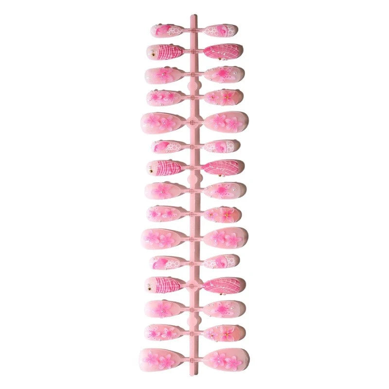 Press-On Nail Set 3D Floral Durable Acrylic