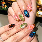 Press-On Nail Set 3D Floral Easy-Apply Chip-Resistant