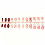 Press-On Nail Set 3D Floral & Glitter Self-Adhesive Long-Lasting