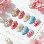 Press-On Nail Set 3D Floral Glossy Finish Easy Application