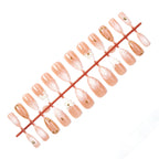 Press-On Nail Set 3D Floral Gold Accents Long-Lasting Wear