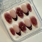 Press-On Nail Set 3D Floral & Gold Accents No-Glue
