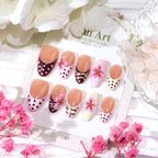 Press-On Nail Set 3D Floral Hand-Painted & Gold Accents
