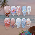Press-On Nail Set 3D Floral & Long-Lasting