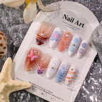 Press-On Nail Set 3D Floral & Long-Lasting