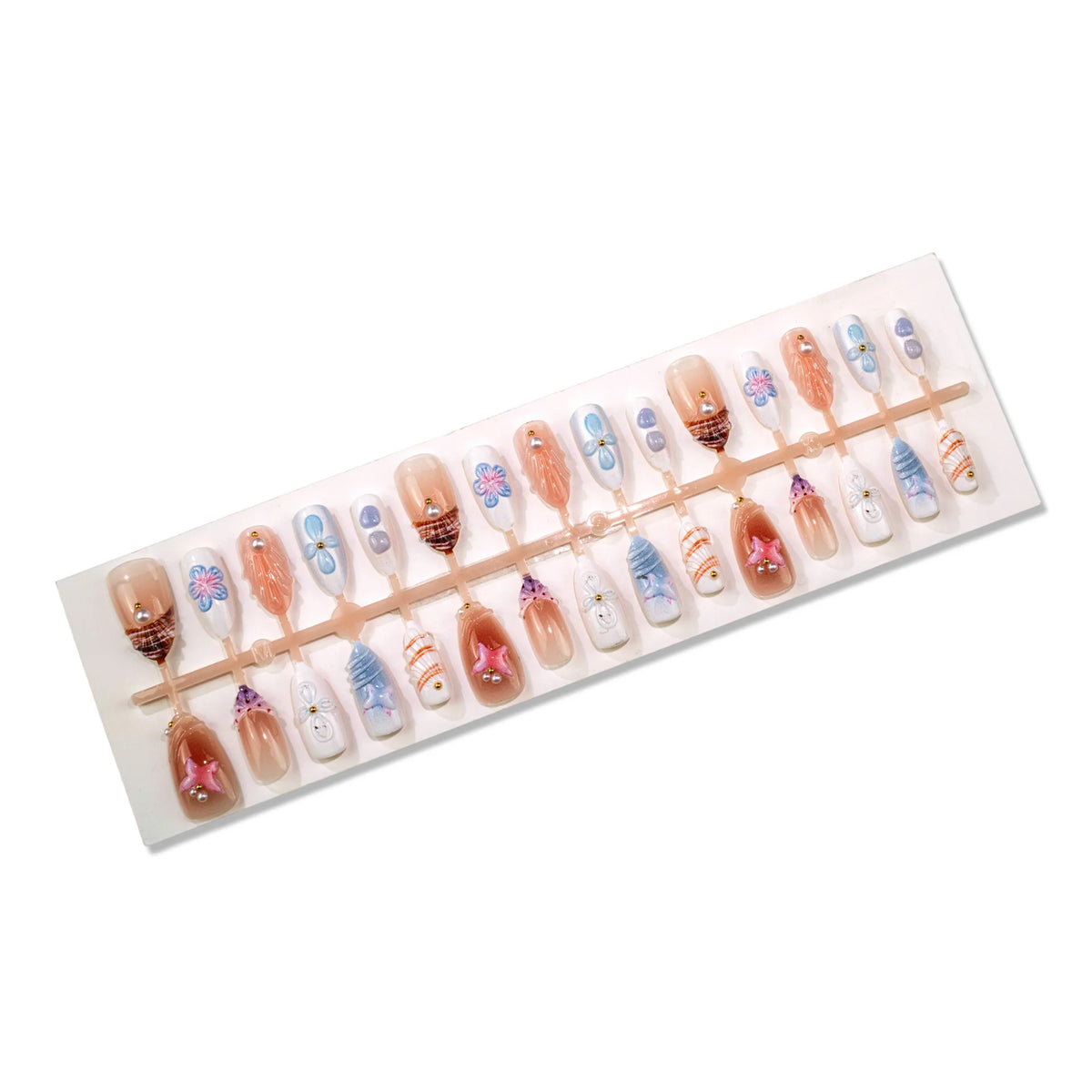 Press-On Nail Set 3D Floral & Long-Lasting