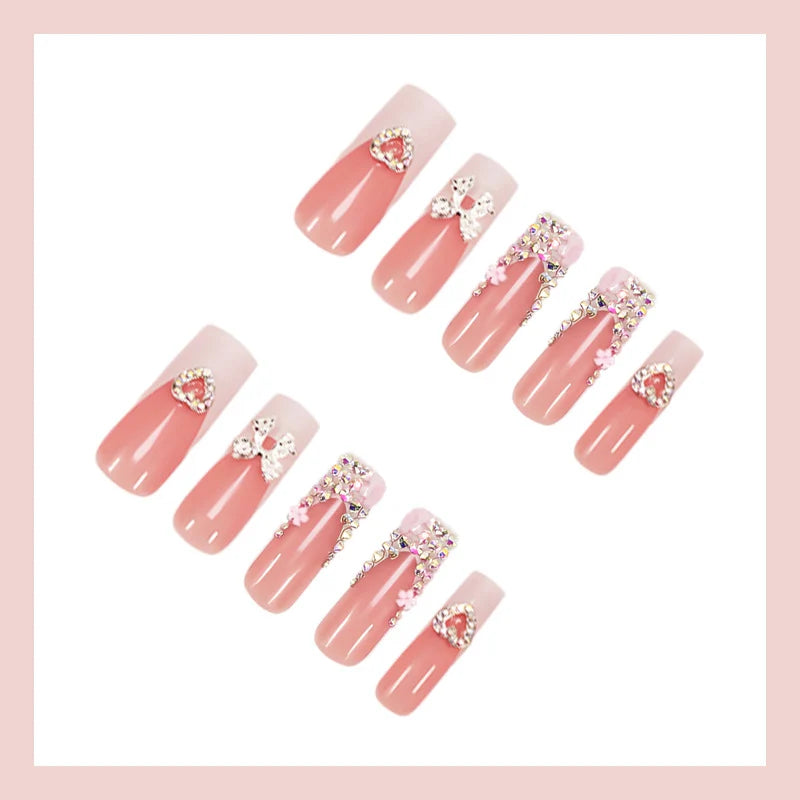 Press-On Nail Set 3D Floral Long-Lasting & Flexible