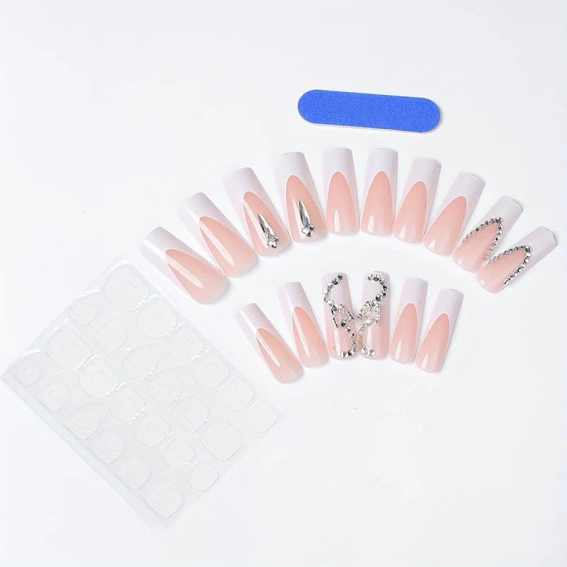 Press-On Nail Set 3D Floral Long-Lasting & Glue-Free