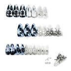 Press-On Nail Set 3D Floral & Metallic Salon-Quality