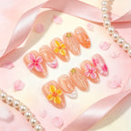 Press-On Nail Set 3D Floral No Glue & Reusable