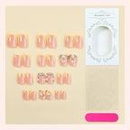 Press-On Nail Set 3D Floral Pearls Long-Lasting Wear
