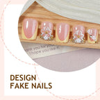 Press-On Nail Set 3D Floral Pearls Long-Lasting Wear