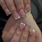 Press-On Nail Set 3D Floral Pearls Long-Lasting Wear