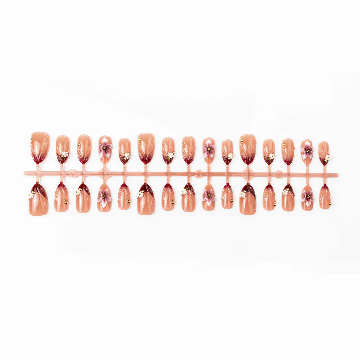 Press-On Nail Set 3D Floral Peel & Stick