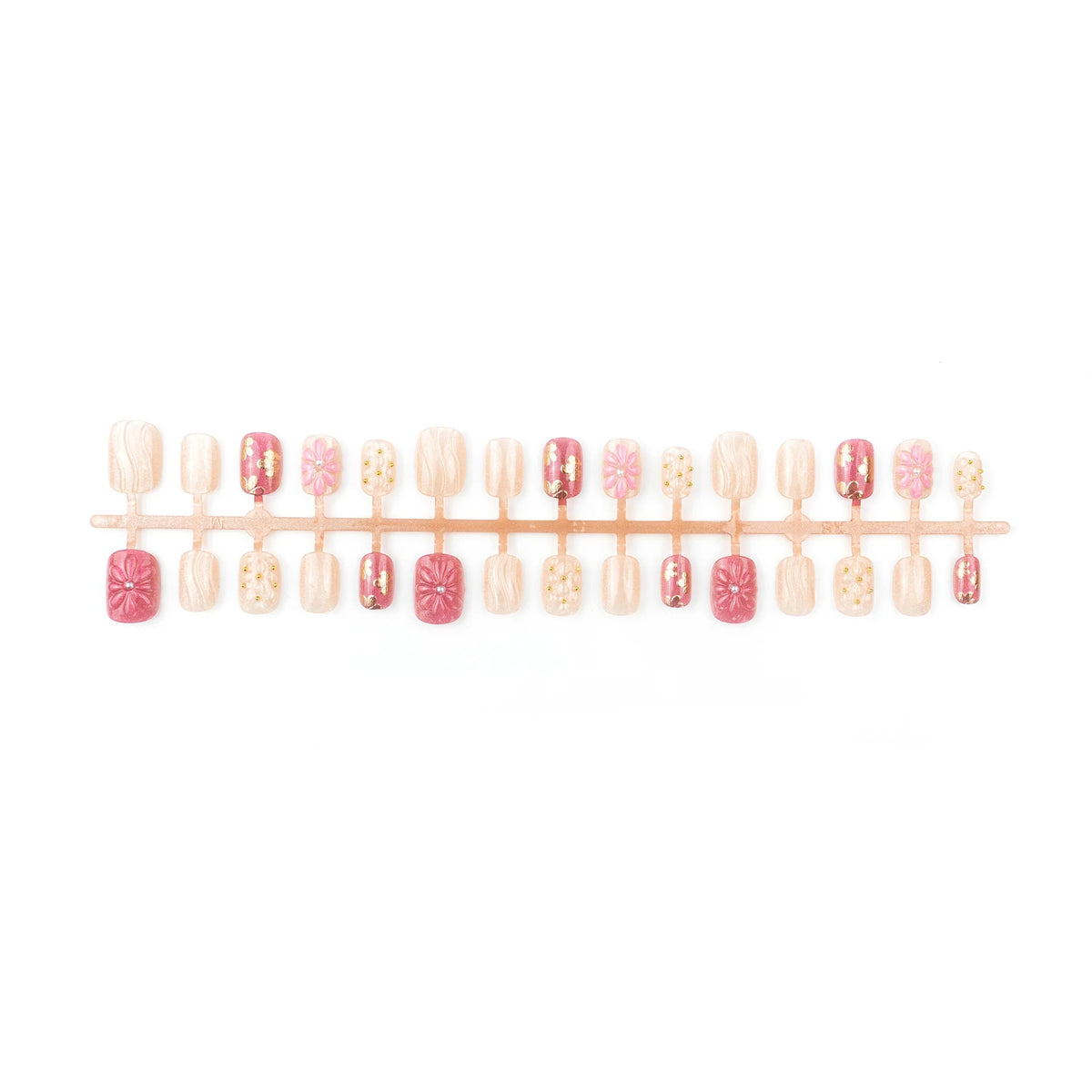 Press-On Nail Set 3D Floral Peel & Stick