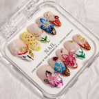 Press-On Nail Set 3D Floral Pre-Glued Long-Lasting