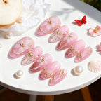 Press-On Nail Set 3D Floral & Reusable