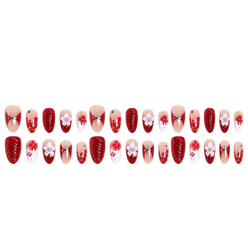 Press-On Nail Set 3D Floral Reusable & Easy Application