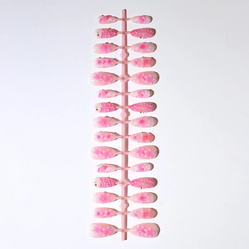 Press-On Nail Set 3D Floral Reusable Peel-And-Press