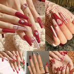 Press-On Nail Set 3D Floral Self-Adhesive & Reusable