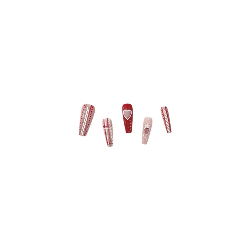 Press-On Nail Set 3D Floral Self-Adhesive & Reusable