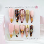 Press-On Nail Set 3D Floral & Sparkle Accents