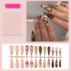 Press-On Nail Set 3D Floral & Sparkle Accents