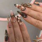 Press-On Nail Set 3D Floral & Sparkle Accents