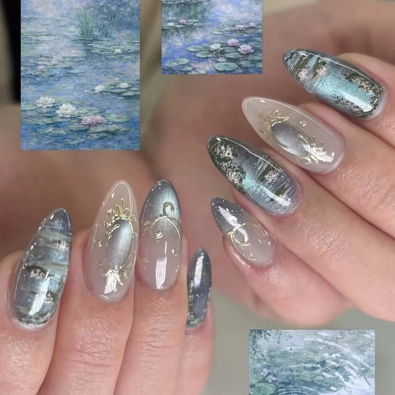Press-On Nail Set 3D & Glitter Reusable Easy Application
