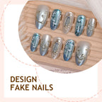 Press-On Nail Set 3D & Glitter Reusable Easy Application