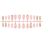 Press-On Nail Set 3D Gold Accents 24 Pieces