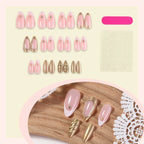 Press-On Nail Set 3D Gold Accents 24 Pieces