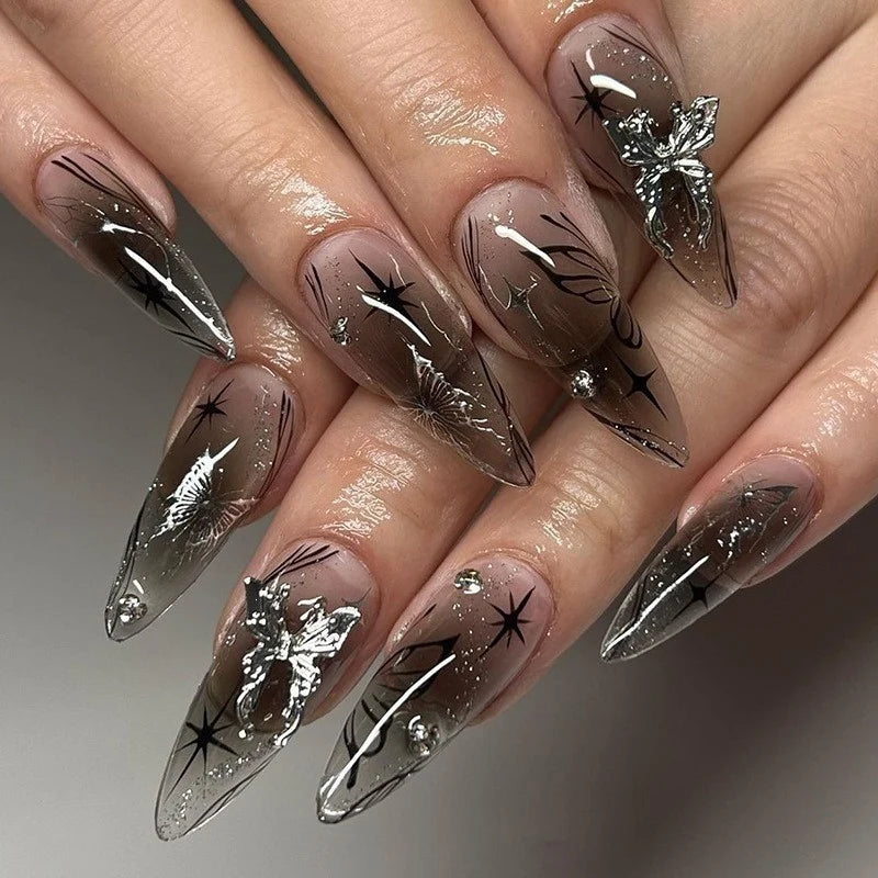 Press-On Nail Set 3D Sparkle Durable & Easy Application