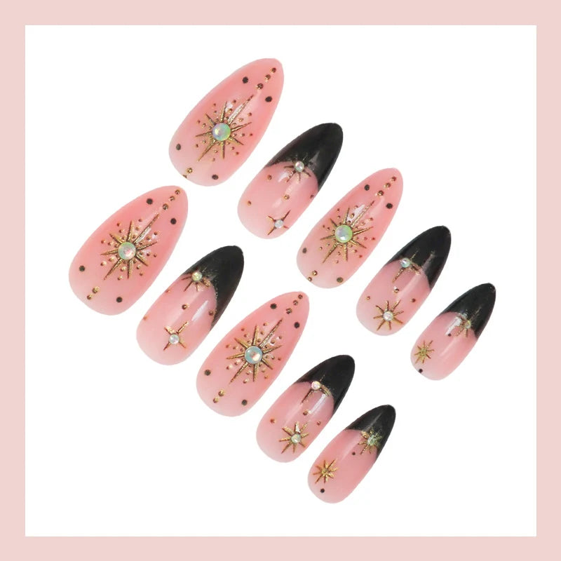 Press-On Nail Set 3D Stars & Glitter Glue Included