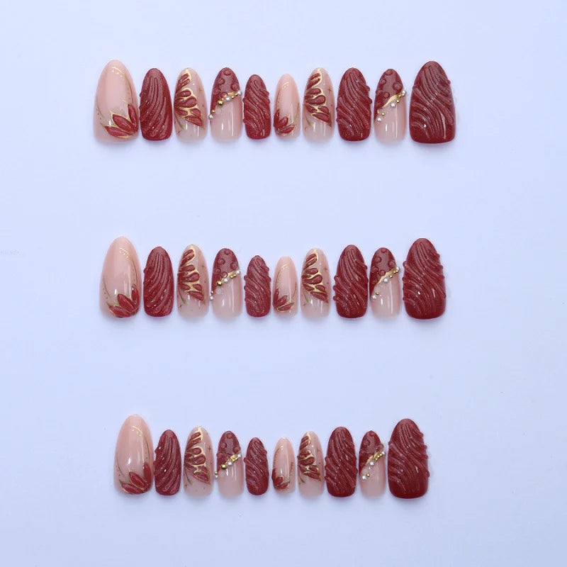 Press-On Nail Set 3D Textured Peel & Stick
