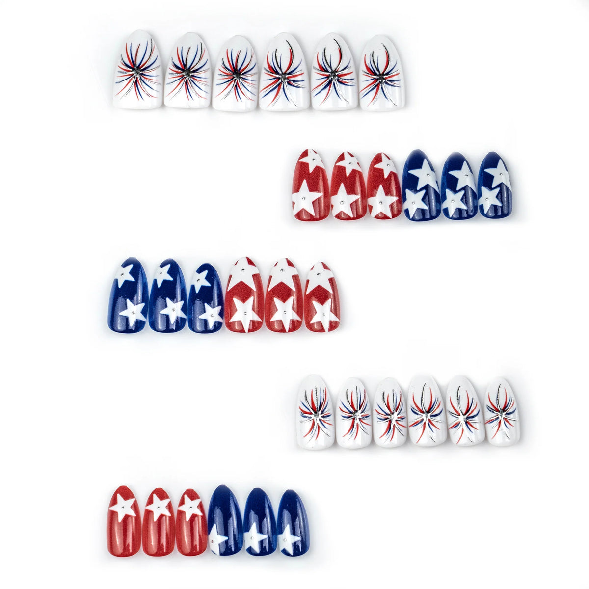Press-On Nail Set 4th of July Stars Easy Application