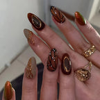 Press-On Nail Set Abstract Art Glue-On Reusable