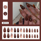 Press-On Nail Set Abstract Art Glue-On Reusable