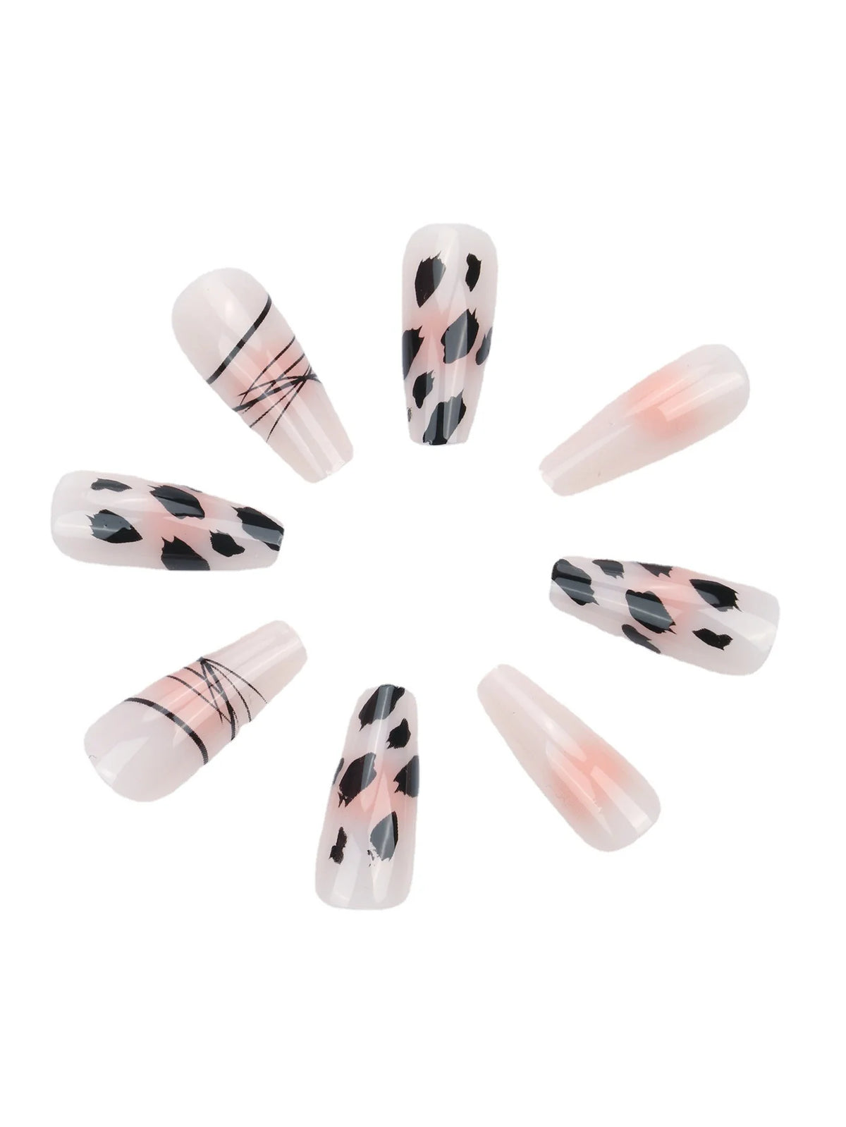 Press-On Nail Set Abstract Design Adhesive Backing & Comfortable Fit