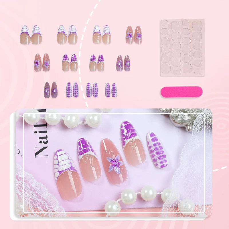Press-On Nail Set Abstract Designs Long-Lasting & Comfortable Fit