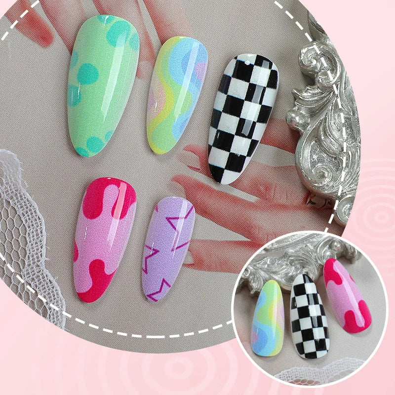 Press-On Nail Set Abstract Designs Violet Reusable